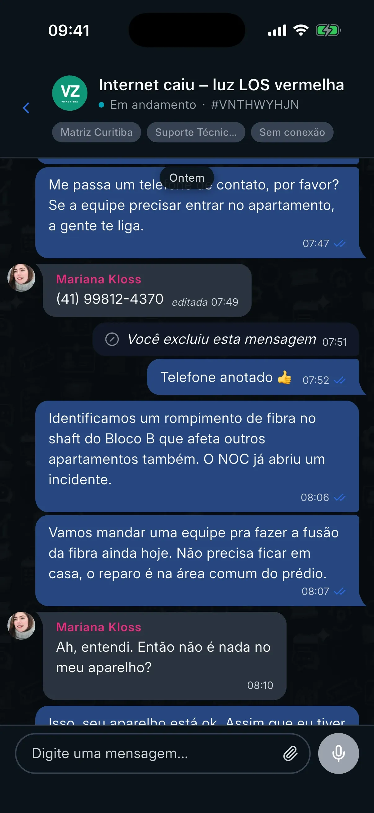 Caso compartilhado entre duas organizações