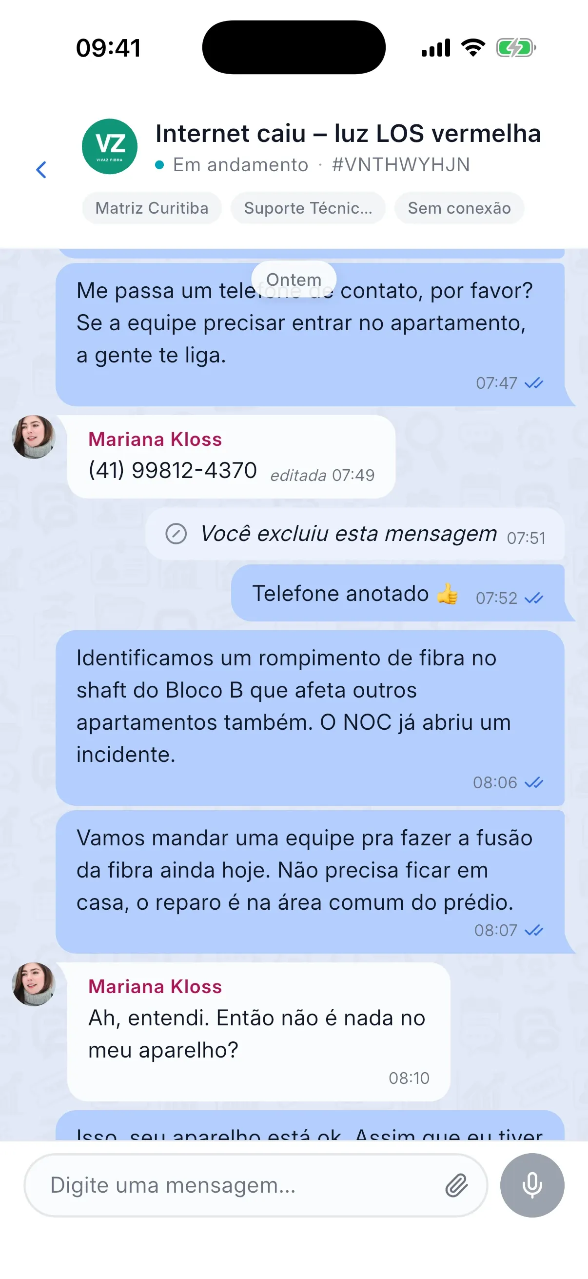 Caso compartilhado entre duas organizações