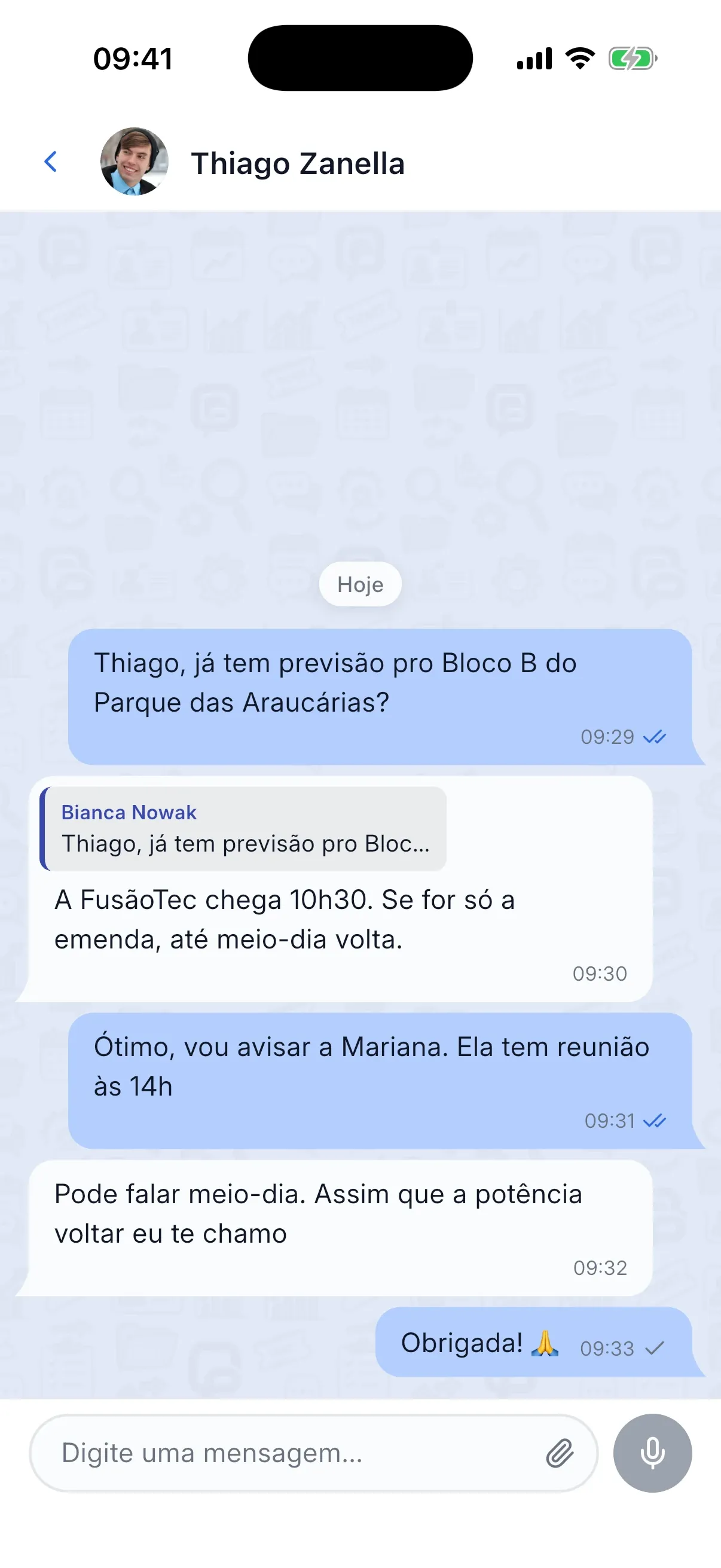 Os tipos de conversa lado a lado