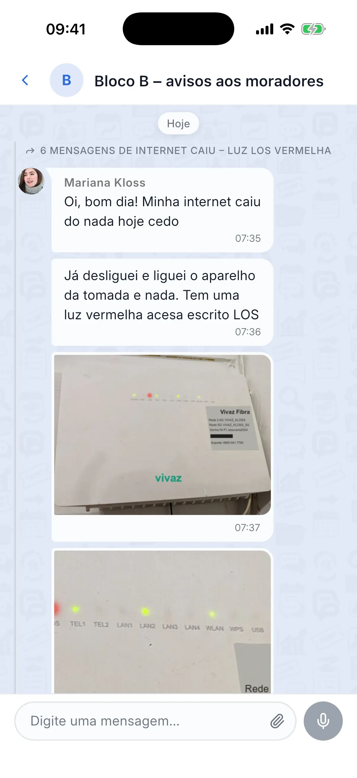 Uma mensagem de contexto levando um trecho de mensagens para outra conversa
